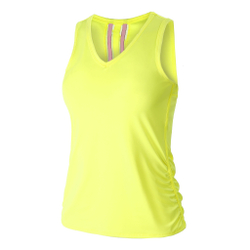Женская теннисная майка Lucky in Love V-Neck Ruche Tank Top Special Edition Women - Neon Yellow