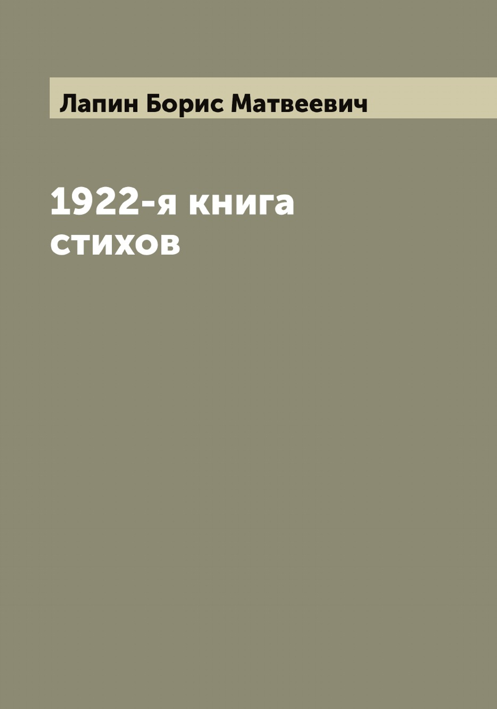 1922-я книга стихов | Лапин Борис Матвеевич