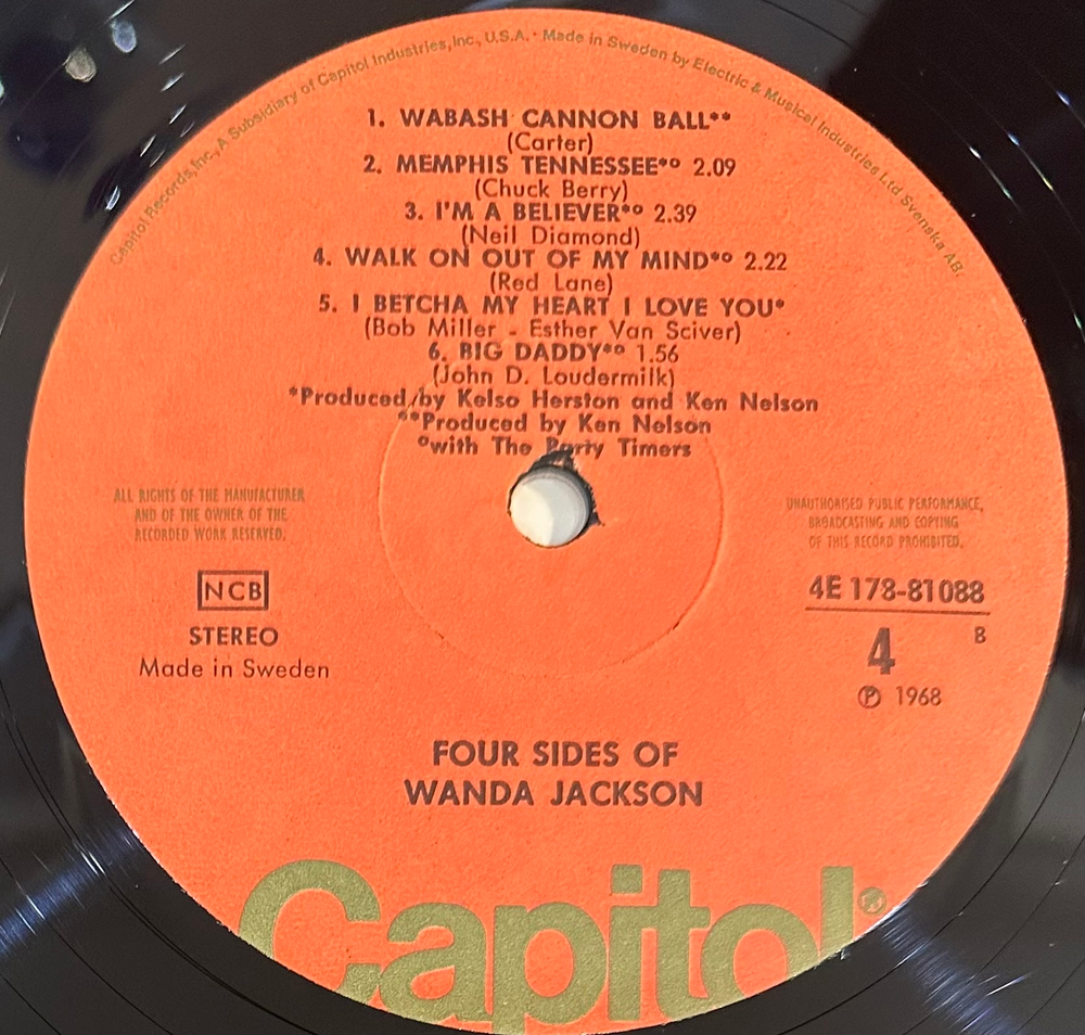 Wanda Jackson - Four Sides (Швеция 1972г.) 2LP