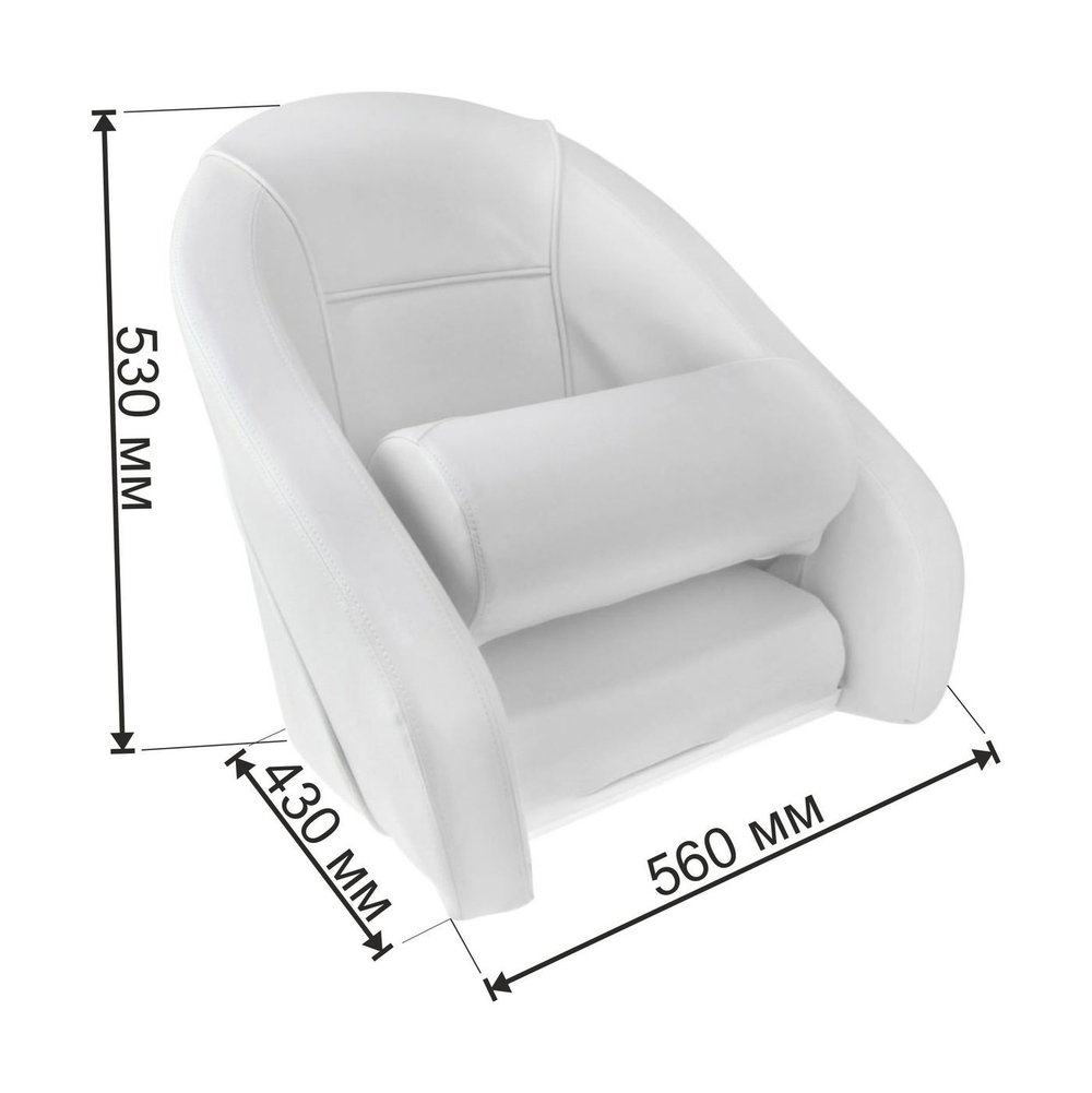 Кресло ROMEO мягкое, подставка, обивка белый винил, синий шов