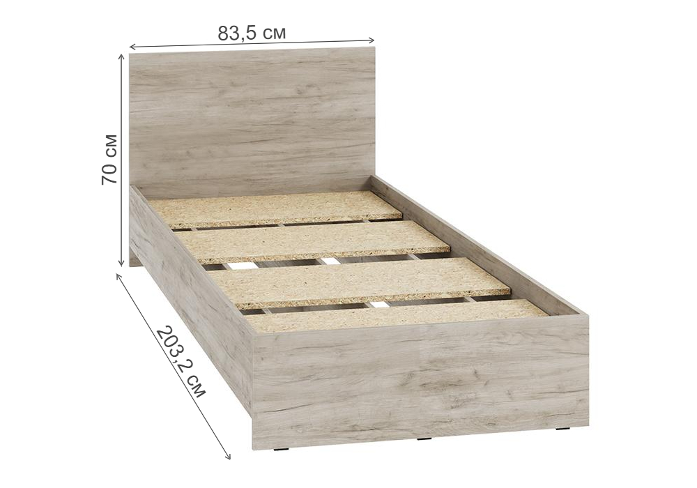 Кровать Woodville Адайн КР-080 80х200 дуб крафт серый, дуб крафт серый
