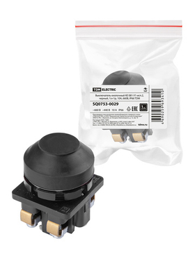 Выключатель кнопочный КЕ 081-У1-исп.2, черный, 1з+1р, 10A, 660B, IP66, 30мм TDM SQ0753-0029