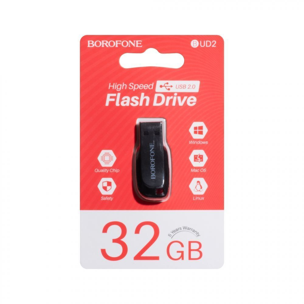 USB Флешка 32GB Borofone BUD2, USB 2.0, черная