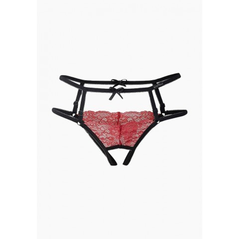 Интригующие красные трусики с доступом и лентами Easy to Love (размер S/M, 42-44)