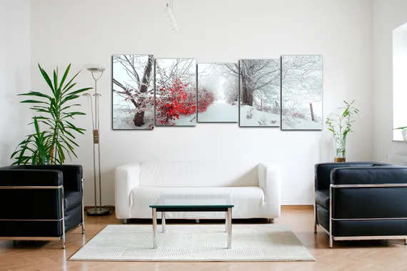 Модульная картина "Зима в деревне"