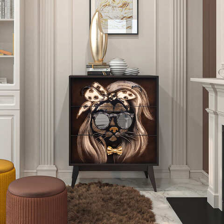 Комод Собака Микаэла с 3 ящиками Каштан