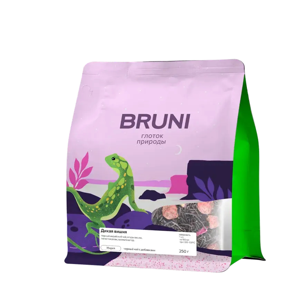 Дикая вишня ТМ BRUNI чай черный с добавками, 250 гр