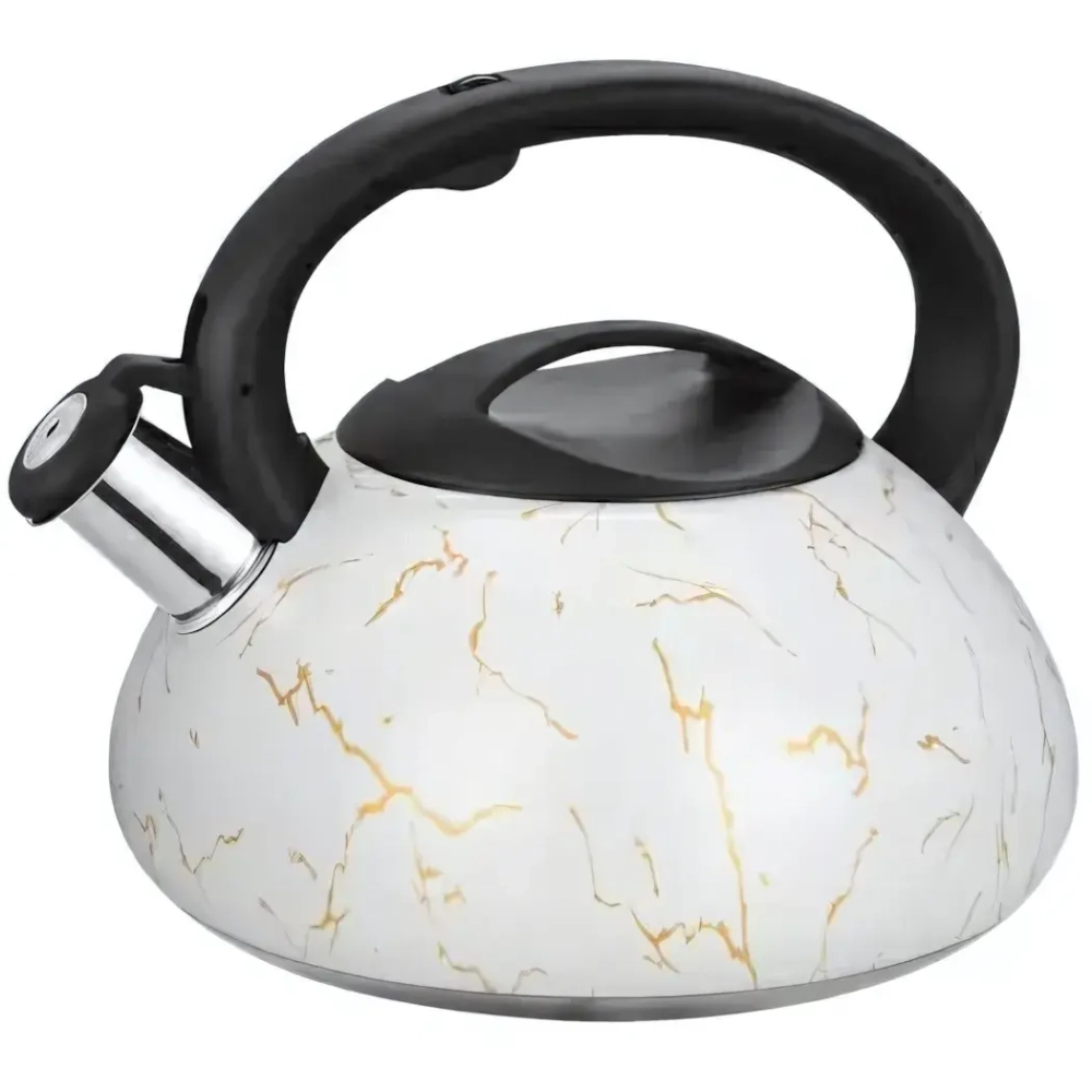 Чайник из нержавеющей стали 3л индукционное дно «Белый мрамор» Катунь КТ-151MW