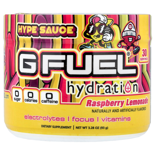 G FUEL, Hype Sauce, увлажняющий вкус, малиновый лимонад, 93 г (3,28 унции)