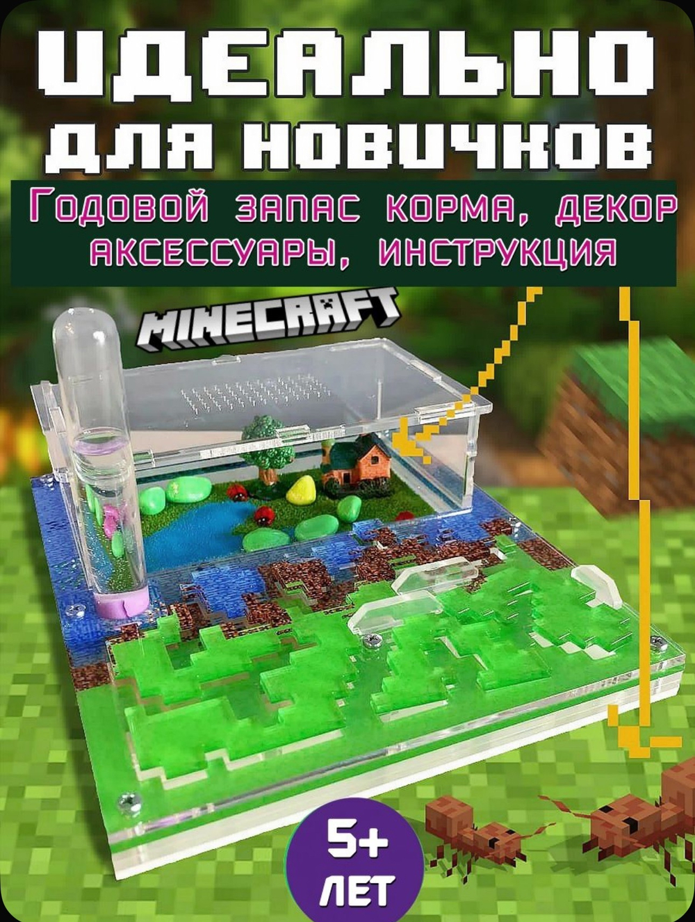 Муравьиная ферма «Майнкрафт» с муравьями в подарок