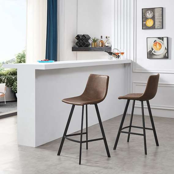 Полубарный стул Netro 66 см, коричневый на черных металлических ножках | Купить в Hallberg.ru