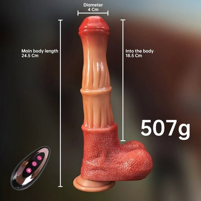 Фалоимитатор в форме лошадиного пениса с вибрацией на пульте ДУ (Цвет: Телесный)