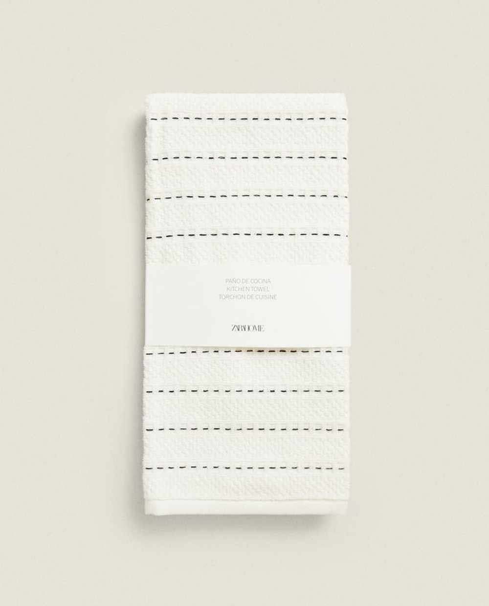 ZARA HOME КУХОННОЕ ПОЛОТЕНЦЕ ИЗ ХЛОПКА, БЕЛЫЙ