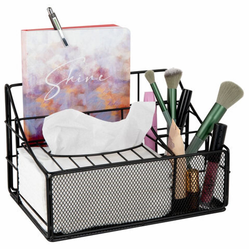 Органайзер для косметики и мелочей металлический 4 секции, MONTE VITA, 160х240х150 мм, черный, 272480