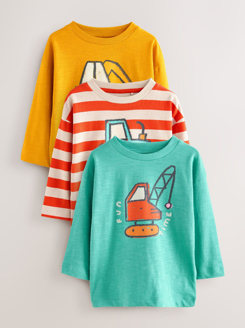 Лонгслив для малышей Next F15-512, 3 шт., Желтый, Красный, Бирюзовый