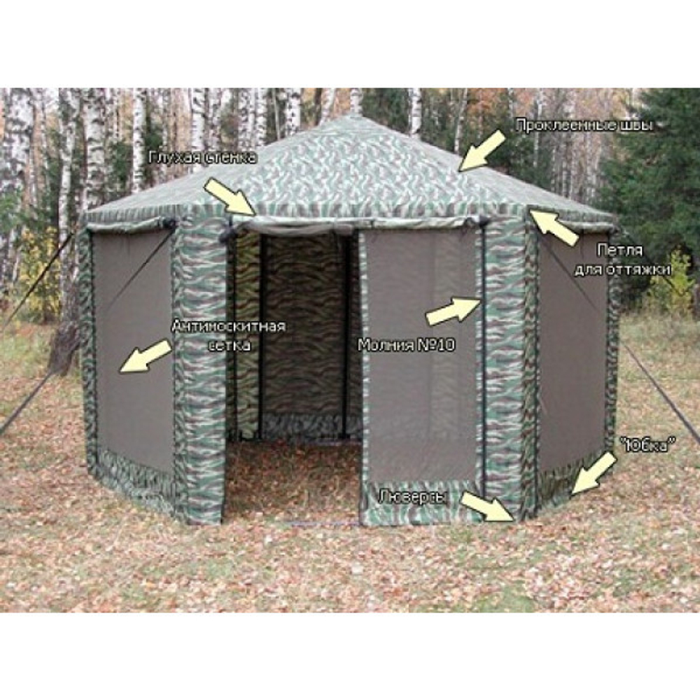 Шатер Митек «Пикник-шестигранник» камуфлированный