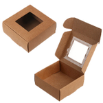 Крафт-коробочка 7х7х3 см с прозрачным окном для упаковки сборная