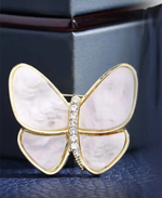 Брошка, брошь перламутровая "Бабочка". БелыйЦвет-синий. Символ стабильности и духовного начала.