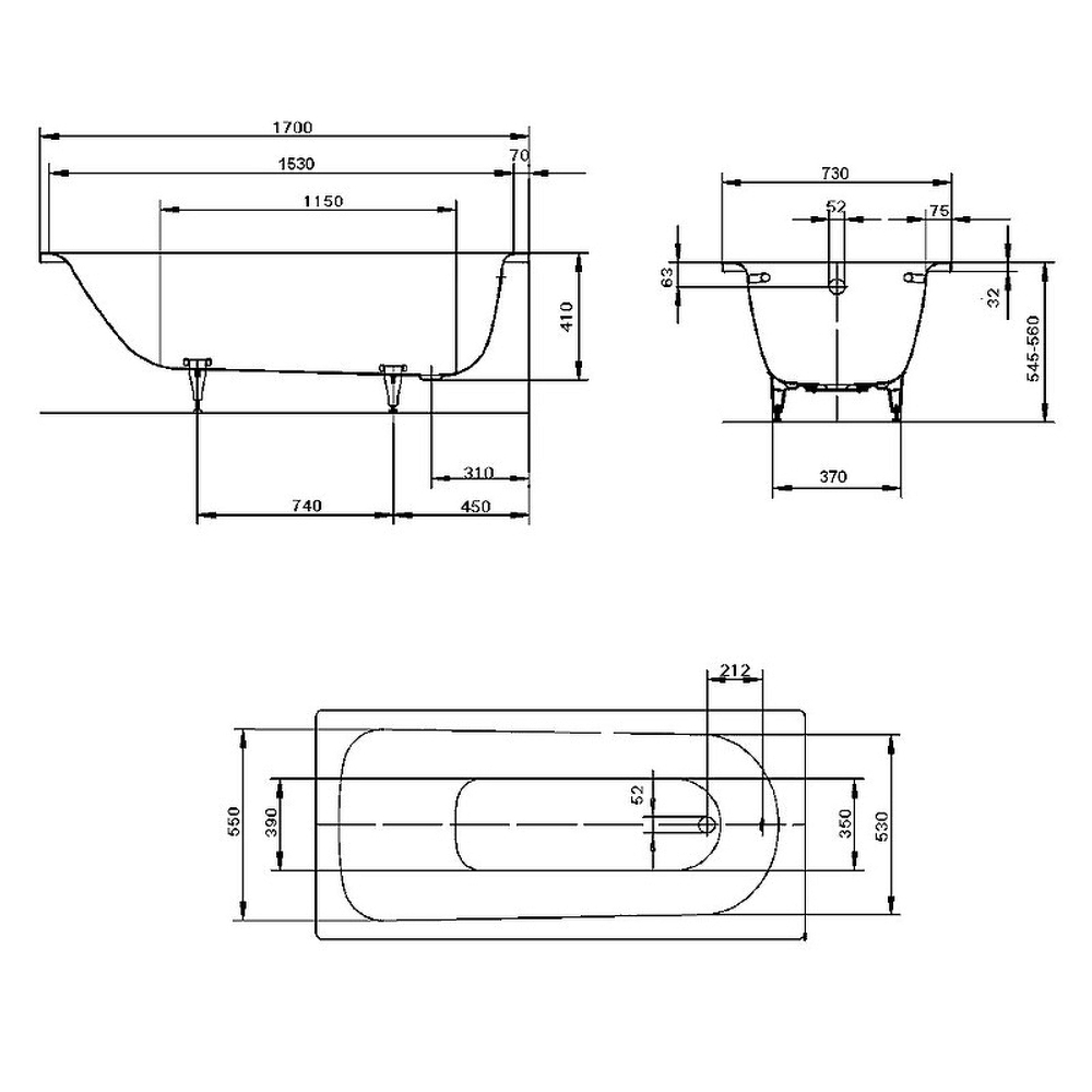 Стальная ванна Kaldewei Saniform Plus (Калдевей Саниформ Плюс) 140x70, mod. 360-1