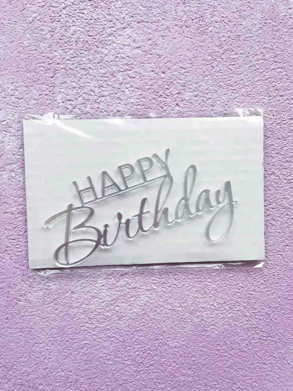 Топпер Happy Birthday (разный шрифт), серебро, акрил