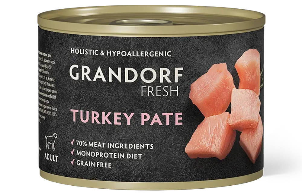 Grandorf Fresh Монопротеиновые консервы из индейки для собак всех пород