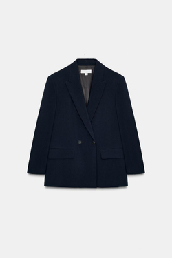 ZARA ДВУБОРТНЫЙ БЛЕЙЗЕР ОВЕРСАЙЗ, МОРСКОЙ СИНИЙ