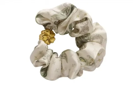 Шелковая резинка для волос Mollen Ландыши жемчужно-белая
