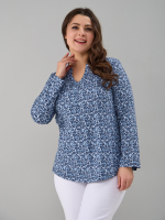 Блузка БЛ-22/голубойтуман-индигоцветы