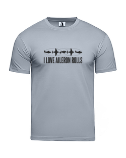 Футболка I love aileron rolls unisex серая с черным рисунком