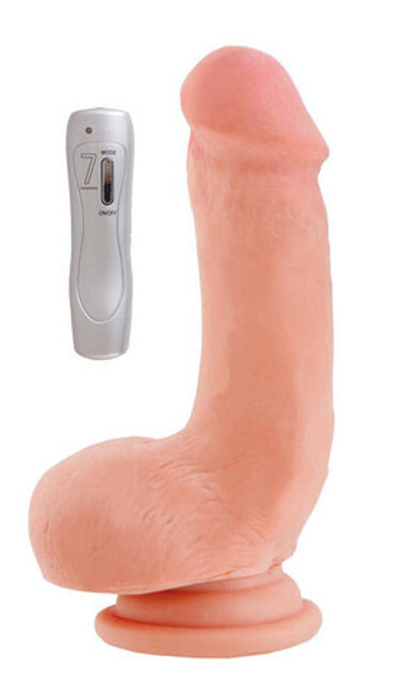 Реалистичный вибро-фаллос на присоске Real Stick (7 режимов, 19,5 см) (Цвет: телесный)