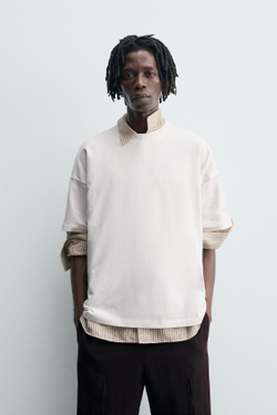 ZARA ФУТБОЛКА С ПРИНТОМ «ПЕРСИК», БЕЛЫЙ