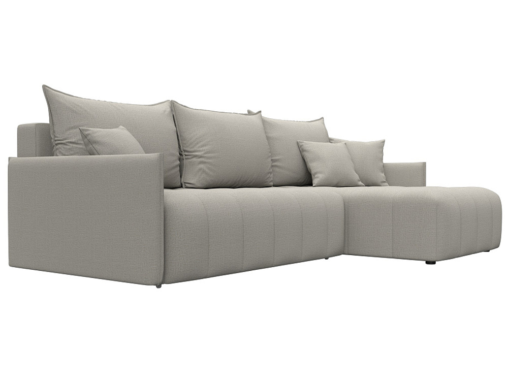 Диван угловой Лига-054 НПБ угол универсальный РОГОЖКА Амур 02 бежевый