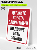 Табличка "Держите ворота закрытыми, во дворе есть собаки" на дверь и забор, для двора, дома, подъезда, 40х30 см, Silver Plane x Айдентика Технолоджи