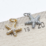 Подвеска Морская звезда, цвет золото, фианиты, размер 11*11 мм, цена за 1 шт