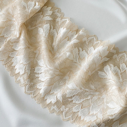 Кружево эластичное БЕЖ/ЭКРЮ, 20см