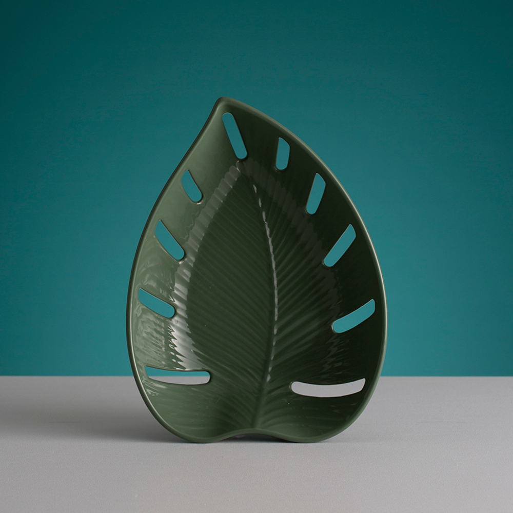 Блюдо для фруктов in the forest leaf, 19х6х26 см, зеленое