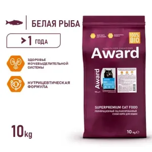 Сухой корм AWARD Sterilized для взрослых стерилизованных кошек с белой рыбой и добавлением семян льна, клюквы и цикория