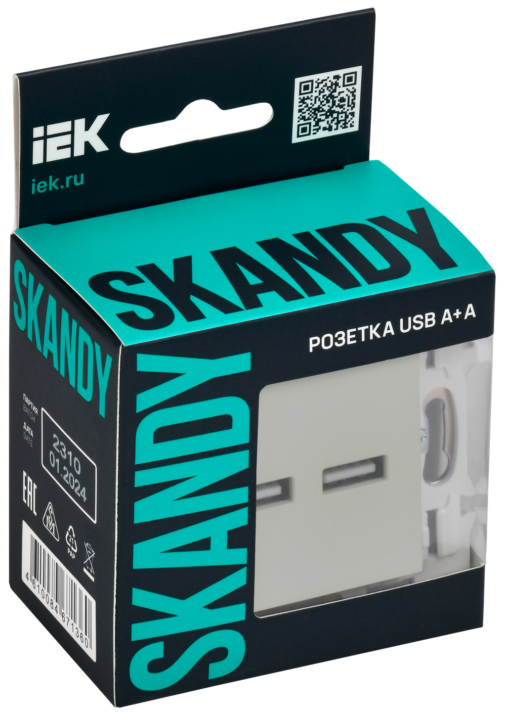SKANDY Розетка USB A+A 3,1А SK-R15B бежевый IEK