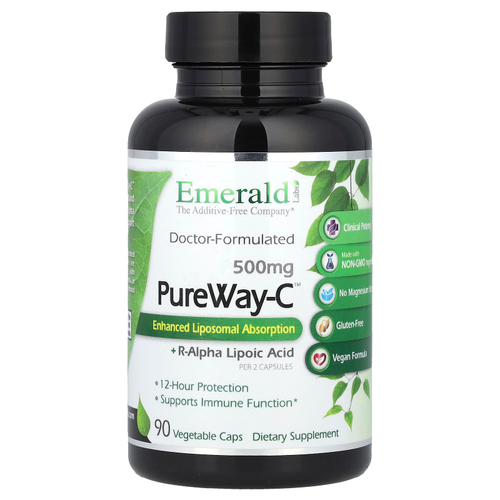 Emerald Laboratories, PureWay-C + R-альфа-липоевая кислота, 500 мг, 90 вегетарианских капсул (250 мг в 1 капсуле)