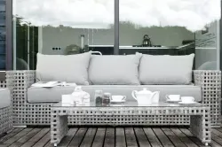 "Тито" журнальный столик из искусственного ротанга, цвет серый