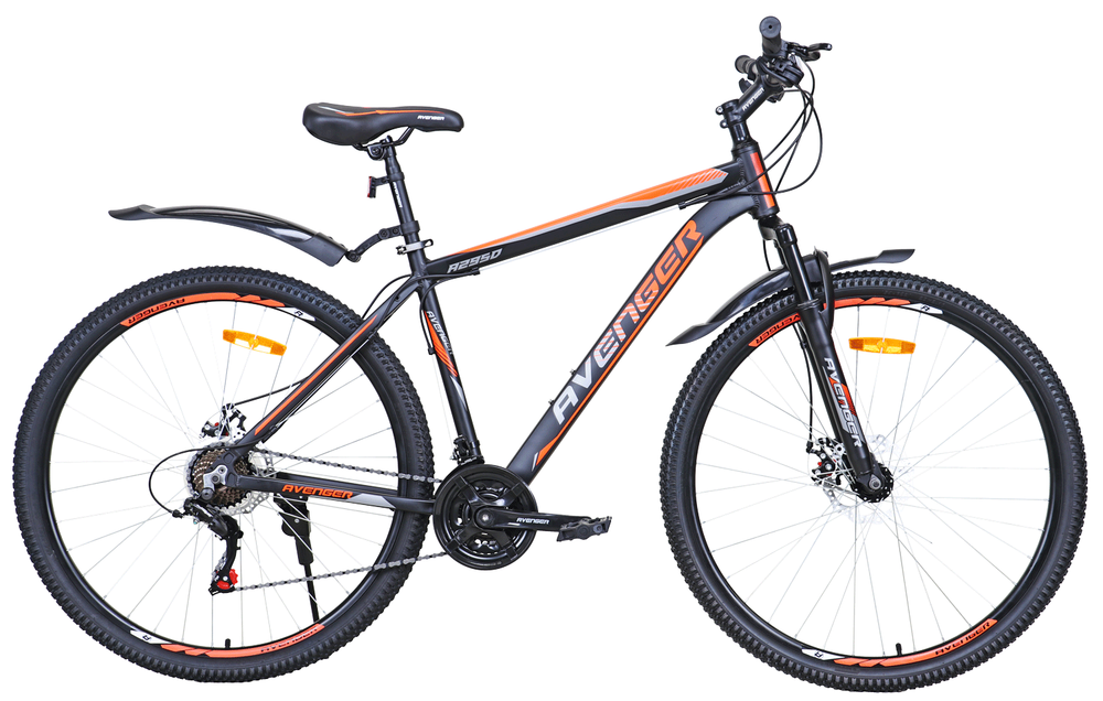 Велосипед 29" AVENGER A295D, черный/оранжевый неон, 19"
