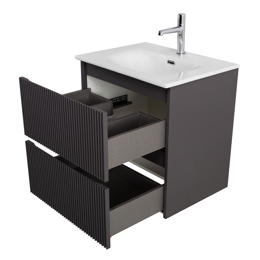 Тумба с раковиной подвесная BelBagno UNO-700-2C-SO-GSO Темно-Серый матовый, раковина белая BB-8099-70