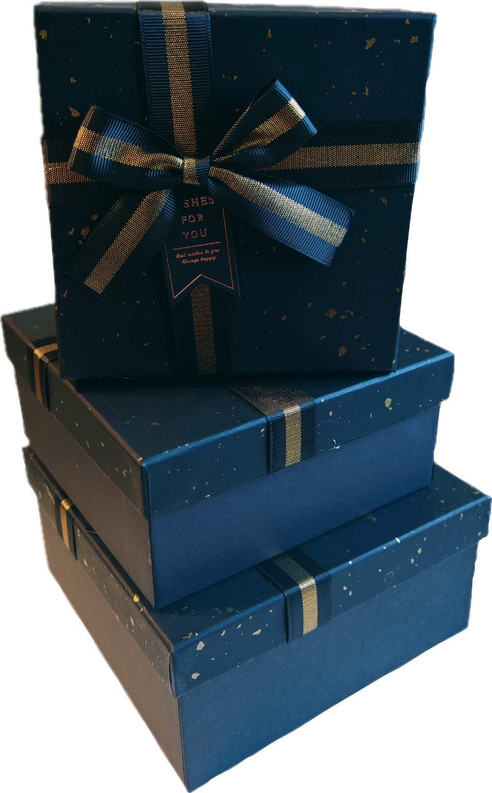 Набор подарочных коробок 3в1 с бантом, чёрный 15*15*6.5, 17*17*8, 19*19*9.5см