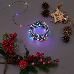 ULD-S2000-200-DGA MULTI IP20 DEW Гирлянда светодиодная Роса. 20м. 200 светодиодов. Разноцветный свет. Провод зеленый. ТМ Uniel