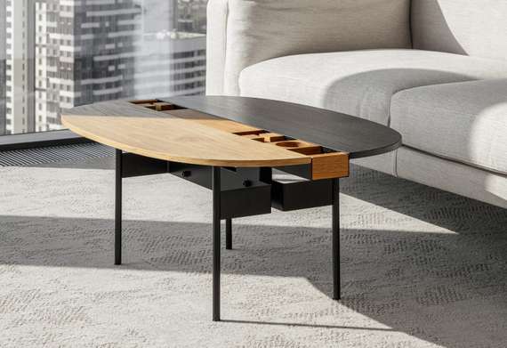 Журнальный столик Between L, 105х64х37 см, черный ясень