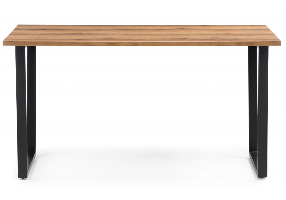 Стол деревянный Woodville Лота Лофт 140х80 дуб крафт табачный, черный матовый, ножки черные