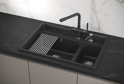 Кухонная мойка GRANULA Kitchen Space (7302, ЧЁРНЫЙ)