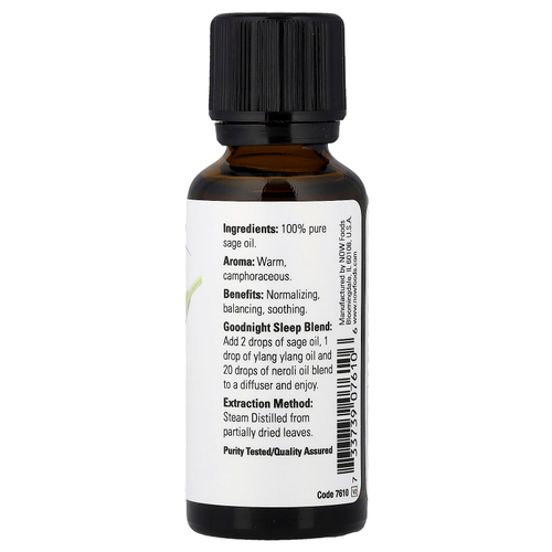 NOW Foods, Эфирные масла, шалфей, 30 мл (1 жидкая унция)