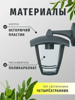 Светильник уличный настенный Navigator 61 612, 4 грани, 60 Вт, цоколь E27, IP44, черный