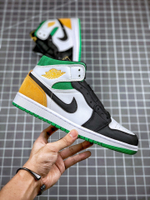 AIR JORDAN 1 MID SE OAKLAND WHITE/LASER ORANGE/BLACK/LUCKY GREEN